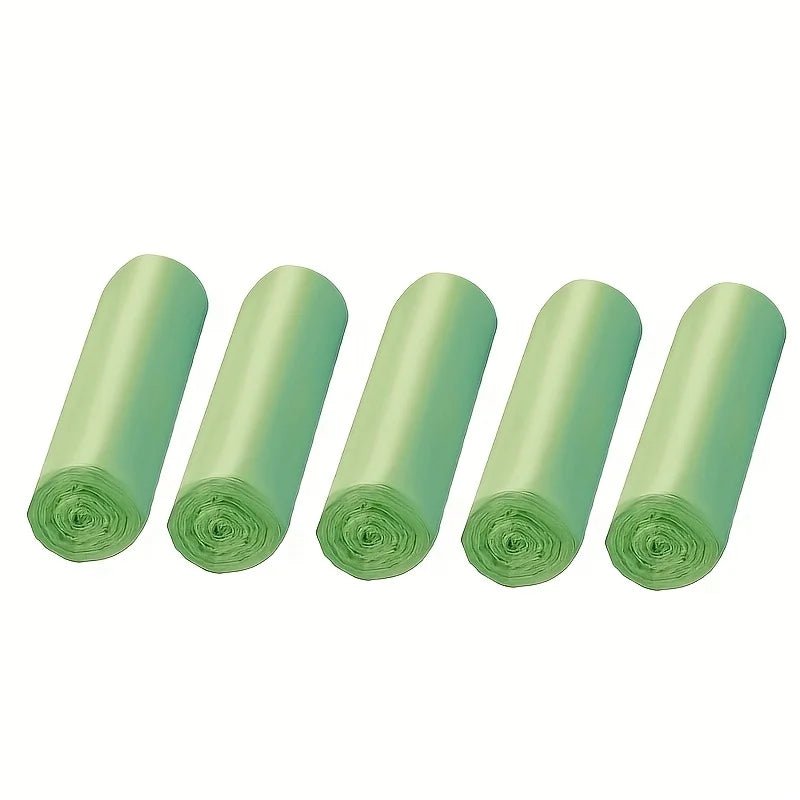 Pack of five rolls with 75 pink 4-gallon bathroom trash bags, disposable thin trash bags for kitchen and bathroom use.
