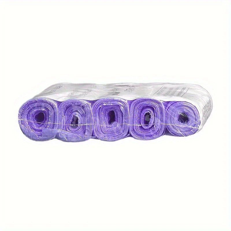Set of 5 rolls with 75 pink 4-gallon disposable bathroom and kitchen trash bags, lightweight and thin for storage and waste disposal.