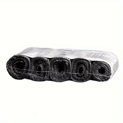 Pack of 5 rolls with 75 pink 4-gallon disposable bathroom and kitchen trash bags, lightweight and thin for storage and waste disposal.
