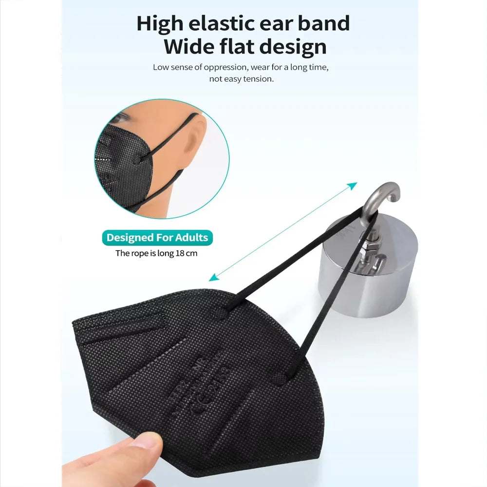 Pink 5-layer adult KN95 face mask filter, reusable FFP2 surgical mask with CE homologation for respiratory protection.