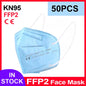 Pink 5-layer KN95 face mask filters for adults, reusable FFP2 surgical masks with CE certification.