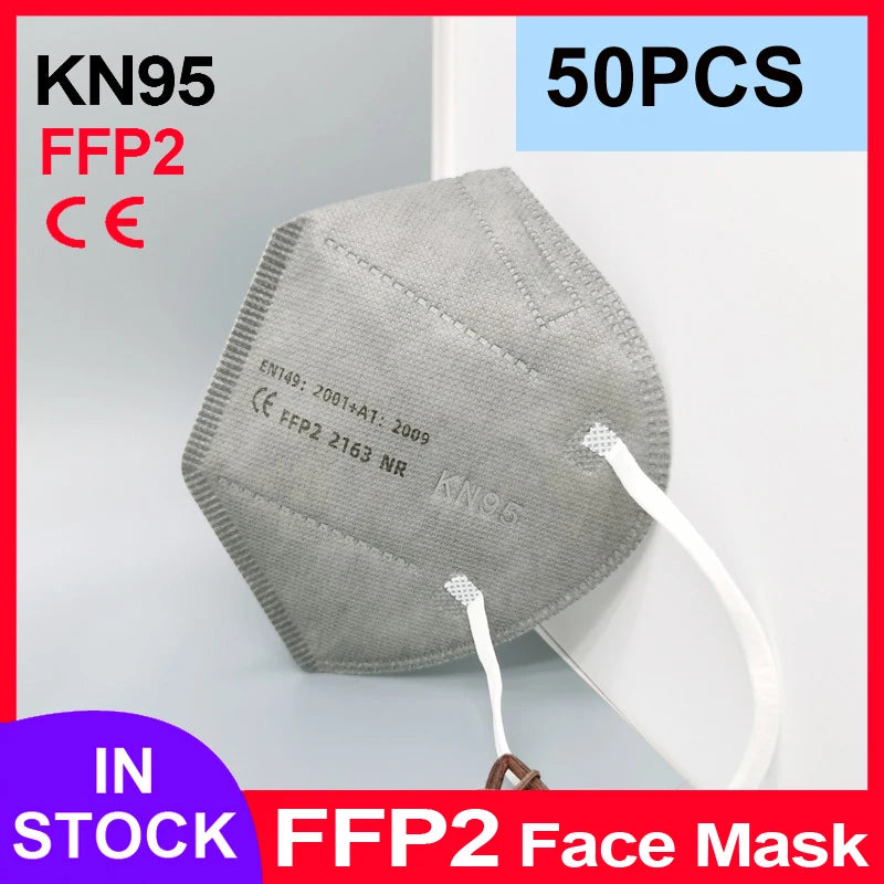 Pink 5-layer KN95 face mask filter for adults, reusable FFP2 surgical masks with CE certification, suitable for protection.