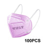 Pink and navy 100pcs kids FFP2 masks with CE approval, 5-layer KN95 face masks for children with color options and secure protection.