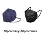 Set of 100 kids' FFP2 masks in pink and navy, CE approved KN95 masks with 5-layer protection for children.