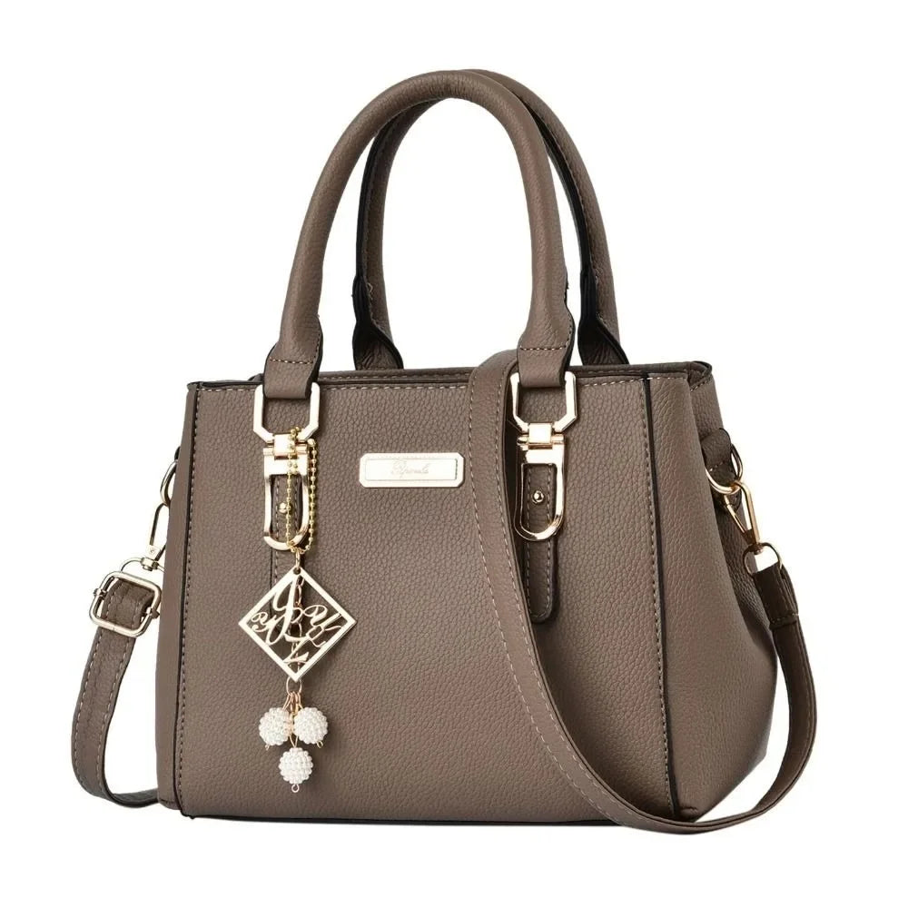 Large capacity pink leather handbag for women, casual shoulder bag with messenger style, from BackupMyFilesNow.com