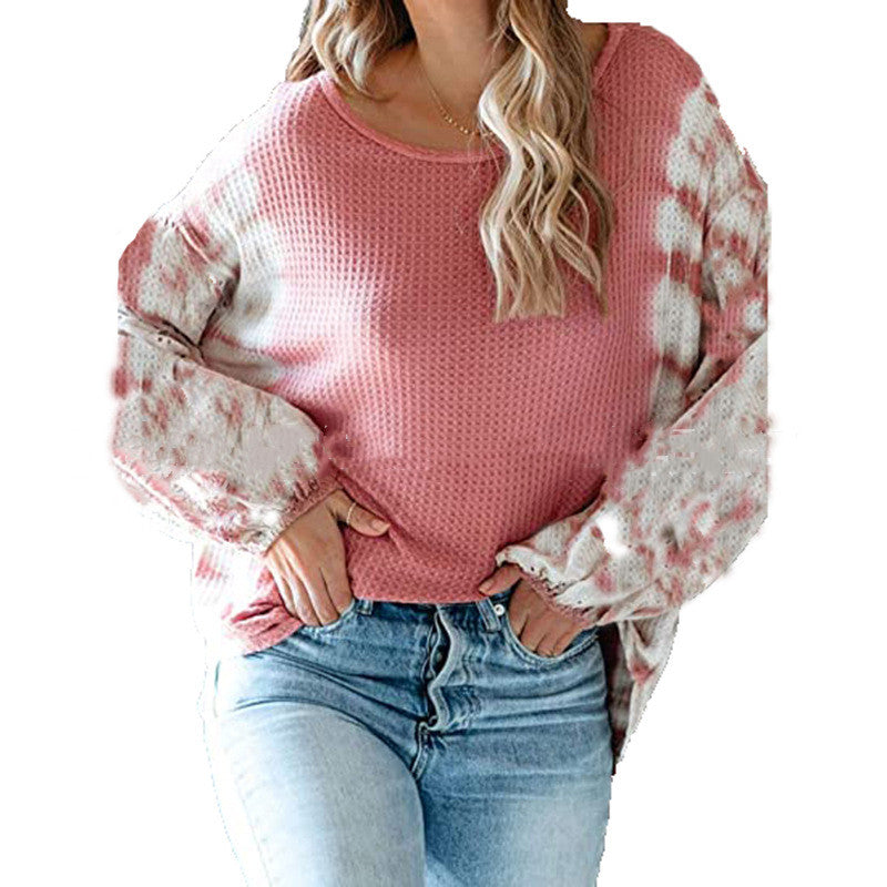 Colorful tie-dye gradient women's casual sweater by BACKUPMYFILESNOW.COM®, featuring soft fabric and relaxed fit.
