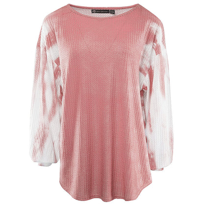 Colorful tie-dye gradient women's casual sweater by BACKUPMYFILESNOW.COM®, featuring a relaxed fit and vibrant pattern.