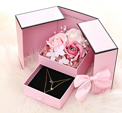 Red Rose Double-Opening Gift Box from BACKUPMYFILESNOW.COM® with pink and red roses and elegant design.