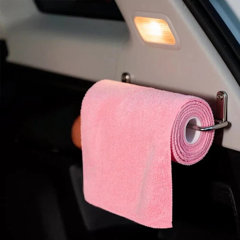 Pink SEAMETAL reusable microfiber cleaning wipe roll with 20 sheets, ideal for car, kitchen, and household cleaning tasks.