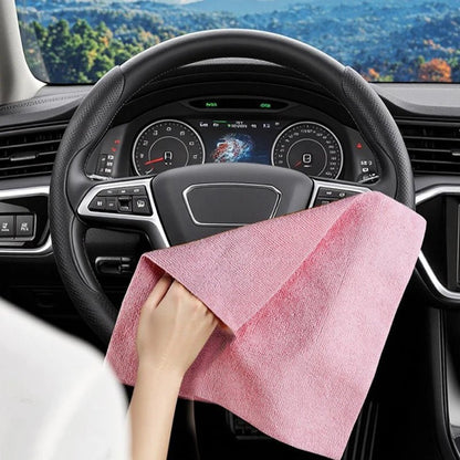 Pink SEAMETAL reusable microfiber cleaning wipe roll with 20 sheets, ideal for car, kitchen, and household cleaning tasks.