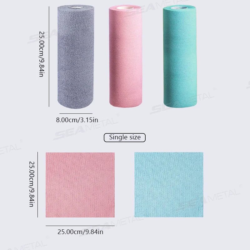Pink SEAMETAL reusable microfiber cleaning wipe roll with 20 sheets, ideal for car, kitchen, and household cleaning tasks.