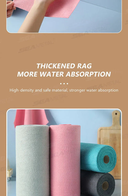 Pink SEAMETAL reusable microfiber cleaning wipe roll with 20 sheets, ideal for kitchen, car, and household cleaning tasks.