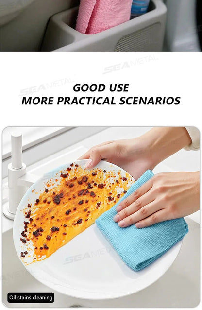 Pink SEAMETAL reusable microfiber cleaning wipe roll with 20 sheets, ideal for car, household, kitchen, and dish cleaning.