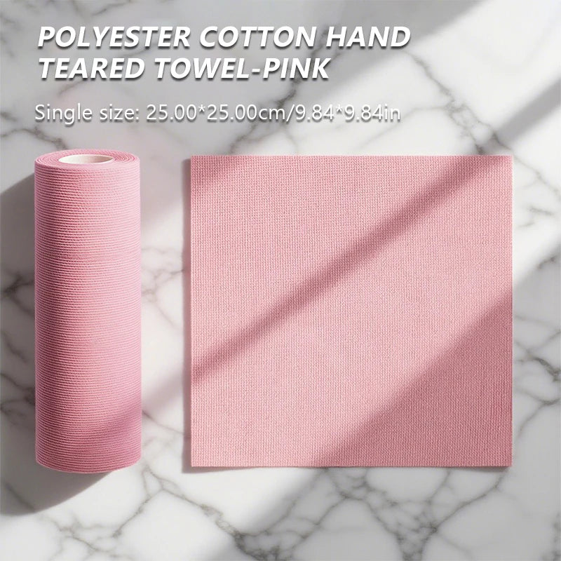 Pink SEAMETAL reusable microfiber cleaning wipe roll with 20 sheets, ideal for kitchen, car, and household cleaning tasks.