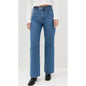 High-waisted white denim jeans for women featuring a straight leg fit, made of stretchy, comfortable denim fabric.