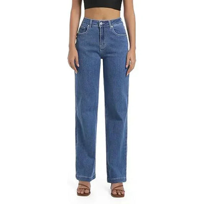 High-waisted white denim jeans for women, straight-leg style, stretchy and comfortable, from BackupMyFilesNow.com