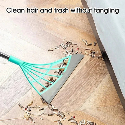 Pink silicone scraper broom with magic wiper for glass, floors, and bathroom cleaning, featuring a high-place water sweeping design.