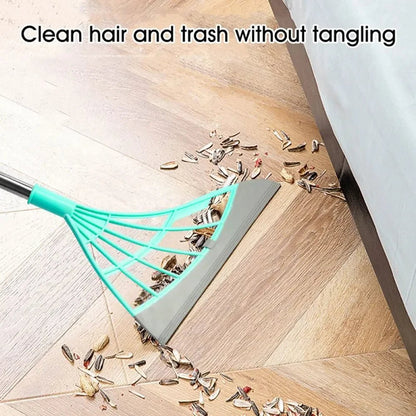 Pink silicone scraper broom and glass wiper for household cleaning, with a high-place water-sweeping design and splicing floor mop.