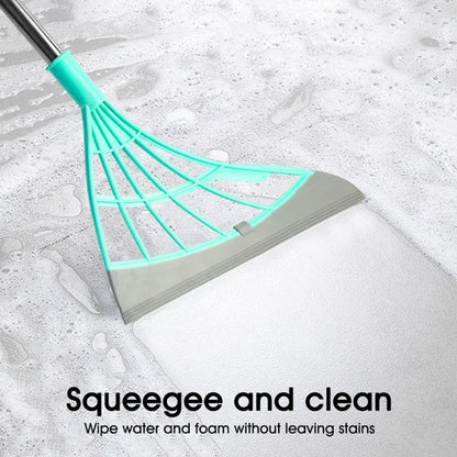 Pink silicone scraper broom and glass wiper for high places, household cleaning, and bathroom sweeping, with a flexible floor mop design.