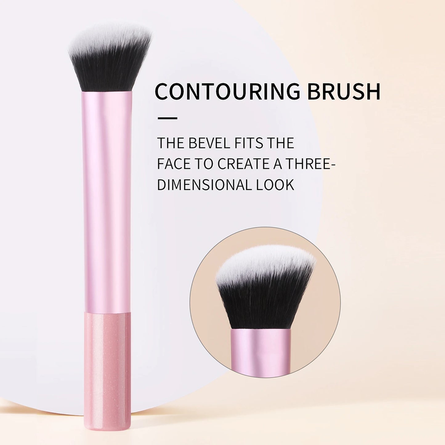 Pink facial brightening and contouring brush by BackupMyFilesNow.com, a versatile beauty tool for skincare and makeup application.