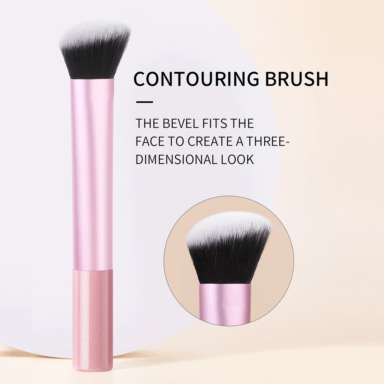 Pink facial brightening and contouring brush by BackupMyFilesNow.com, a versatile beauty tool for skincare and makeup application.