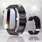 Pink BackupMyFilesNow.com smartwatch with full touch screen, call and message reminders, music control, compatible with iPhone and Android.