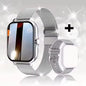 Pink BackupMyFilesNow.com smartwatch with full touch screen, call and message alerts, music control, compatible with iPhone and Android.