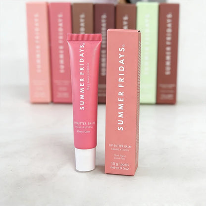 Summer Fridays mini lip gloss set featuring vanilla beige moisturizing lip balm in soft, smooth tubes for long-lasting lip care.