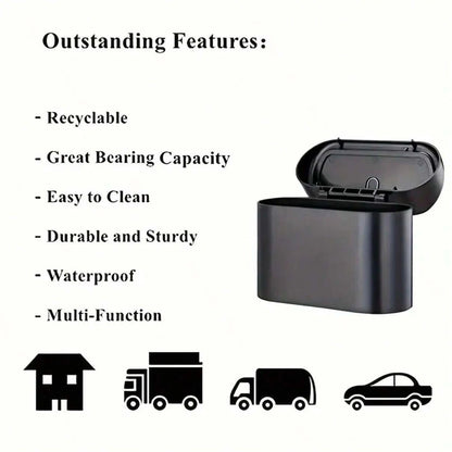 Pink car trash can with lid, 4 rolls of leak-proof garbage bags, portable and hanging for vehicle organization.