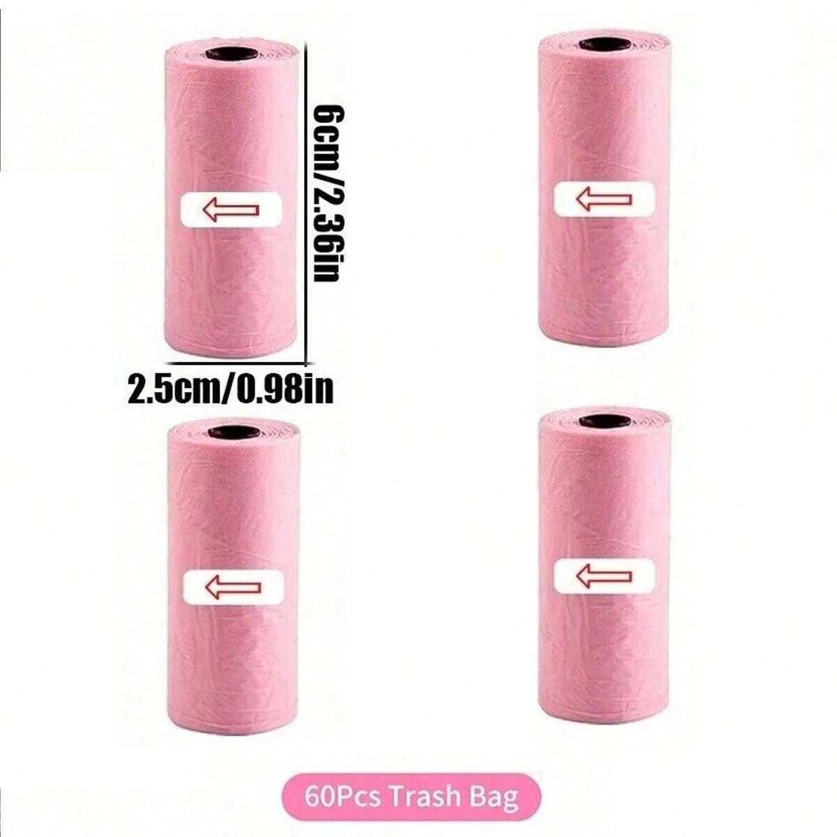Pink BACKUPMYFILESNOW.COM® car trash can with lid, includes 4 rolls of leak-proof garbage bags, portable hanging vehicle trash organizer