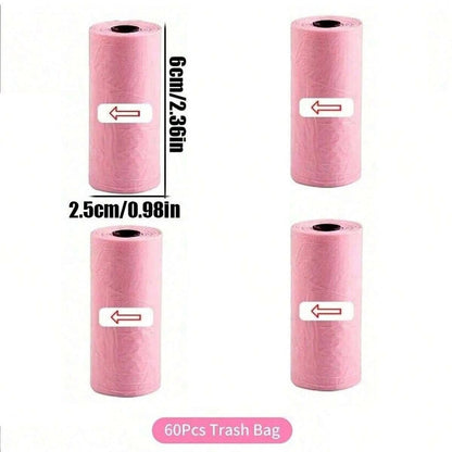 Pink BACKUPMYFILESNOW.COM® car trash can with lid, includes 4 rolls of leak-proof garbage bags, portable hanging vehicle trash organizer