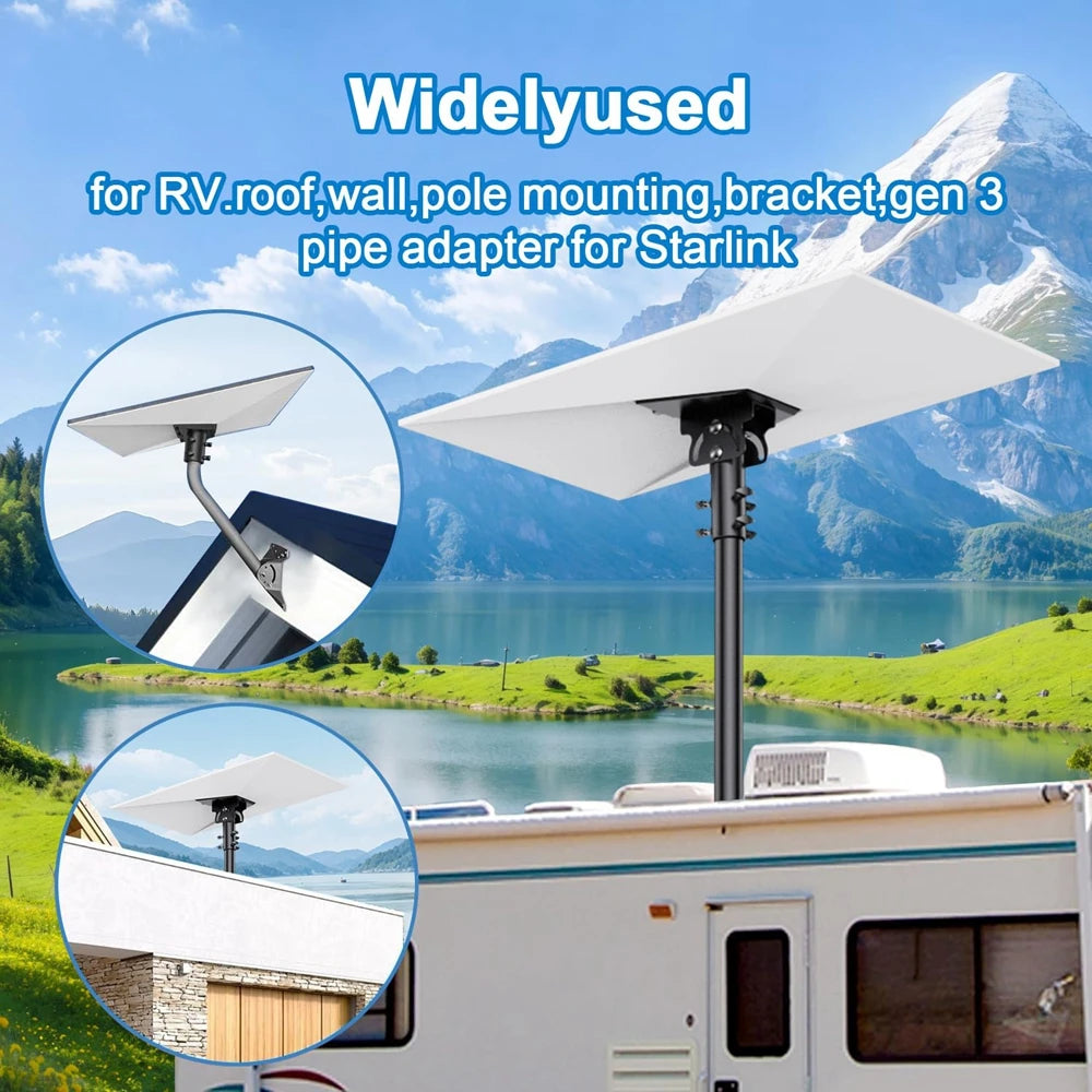 BACKUPMYFILESNOW.COM® Pipe Adapter for Starlink Gen 3, round mount kit for roof pole and wall stand, compatible with Starlink V3 dish