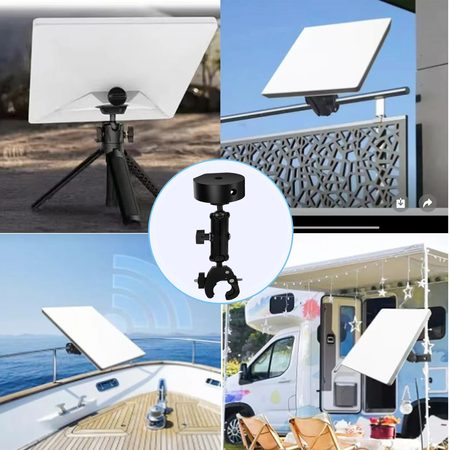 Adjustable 360° rotation Starlink Mini satellite antenna bracket with windproof outdoor clamp by BACKUPMYFILESNOW.COM®.