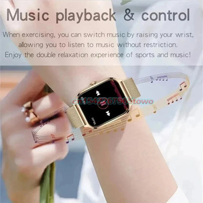 Smartwatch for Android and iOS with 1.83-inch HD display, Bluetooth call, message alerts, music, and sports mode for men and women.