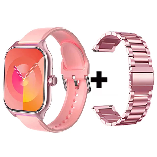 Smartwatch for Android and iOS with 1.83-inch HD display, Bluetooth calls, message alerts, music, and sports mode for men and women.