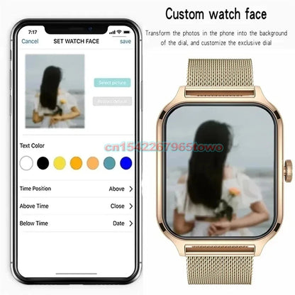 Smartwatch for Android and iOS with 1.83-inch HD display, Bluetooth call, message alerts, music, and sports mode for men and women.