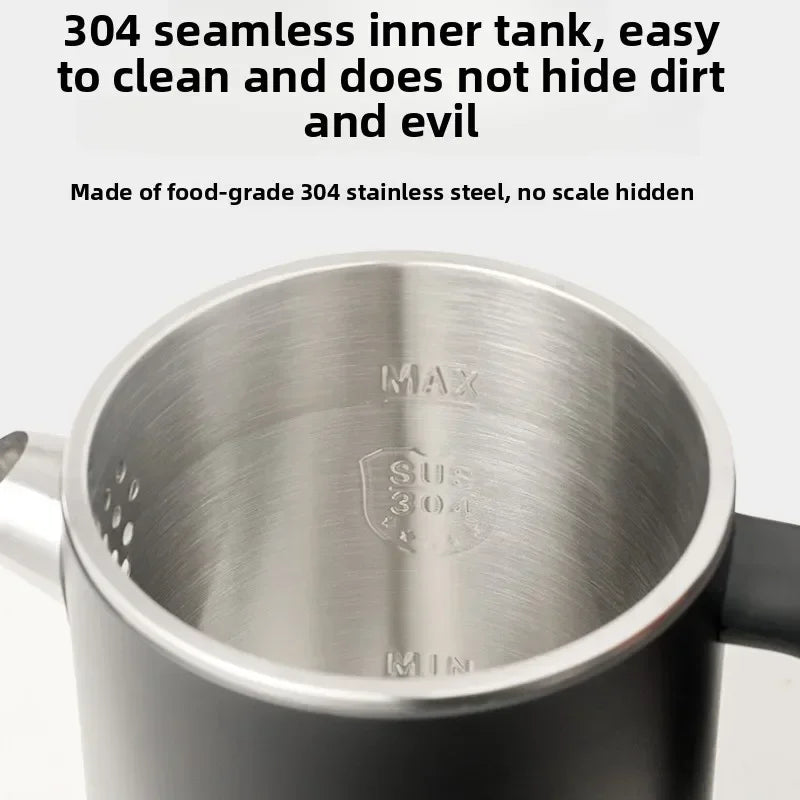 Smart thermostatic 1.7L electric kettle with stainless steel body, double-layer insulation, and pointed spout for boiling water.