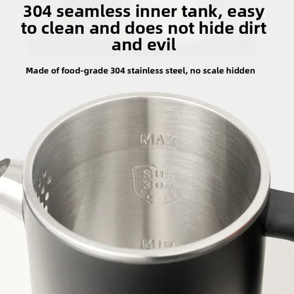 Smart thermostatic 1.7L electric kettle with stainless steel body, double-layer insulation, and pointed spout for boiling water.