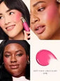 Rare Beauty liquid blush in porcelain, silky smooth, easy to blend, with high-gloss finish, enhancing makeup texture.