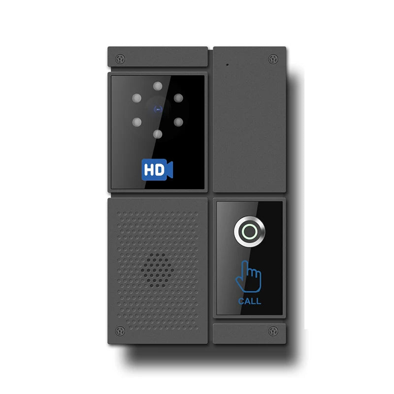 Smart SIP HD video intercom doorbell with touch screen, waterproof design, night vision, and anti-strike system for home or office.