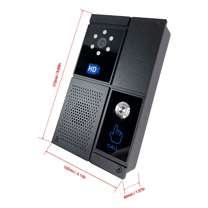 Smart SIP HD video intercom doorbell with touch screen, waterproof design, night vision, and anti-strike system for home and office.