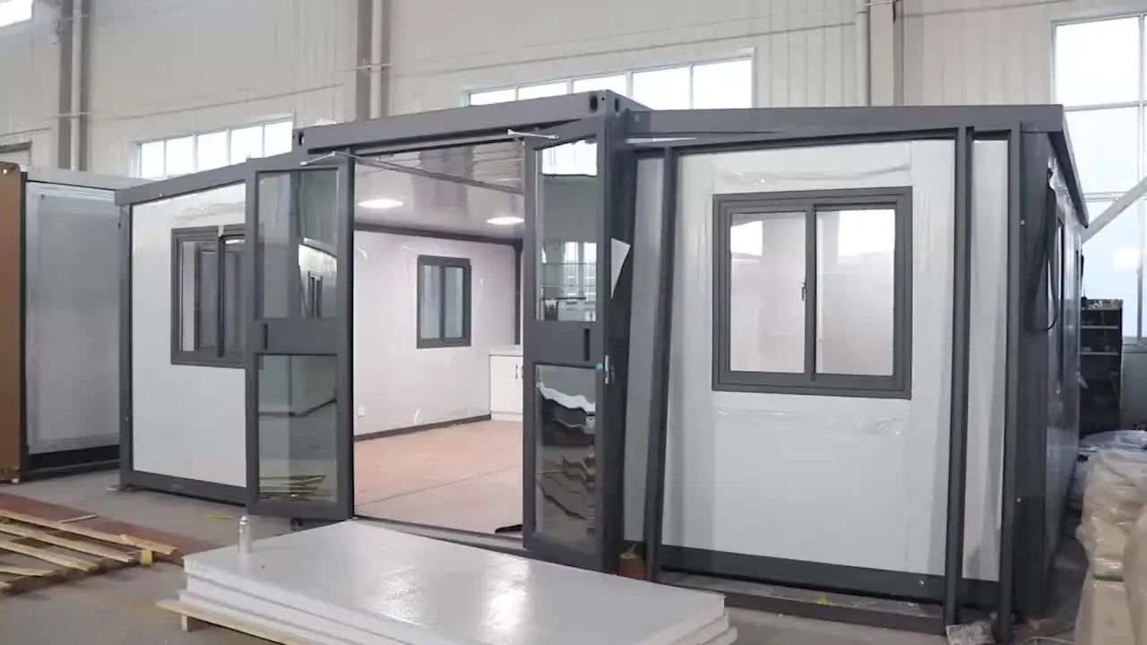 Brown customized foldable modular shipping container house by BACKUPMYFILESNOW.COM®; prefab mobile villa with modern design.