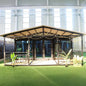 Brown customized foldable modular shipping container house by BACKUPMYFILESNOW.COM®, showing the prefab mobile villa with doors and windows.