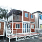 Brown customized foldable modular shipping container house by BACKUPMYFILESNOW.COM®, showcasing a prefabricated mobile villa with foldable design.