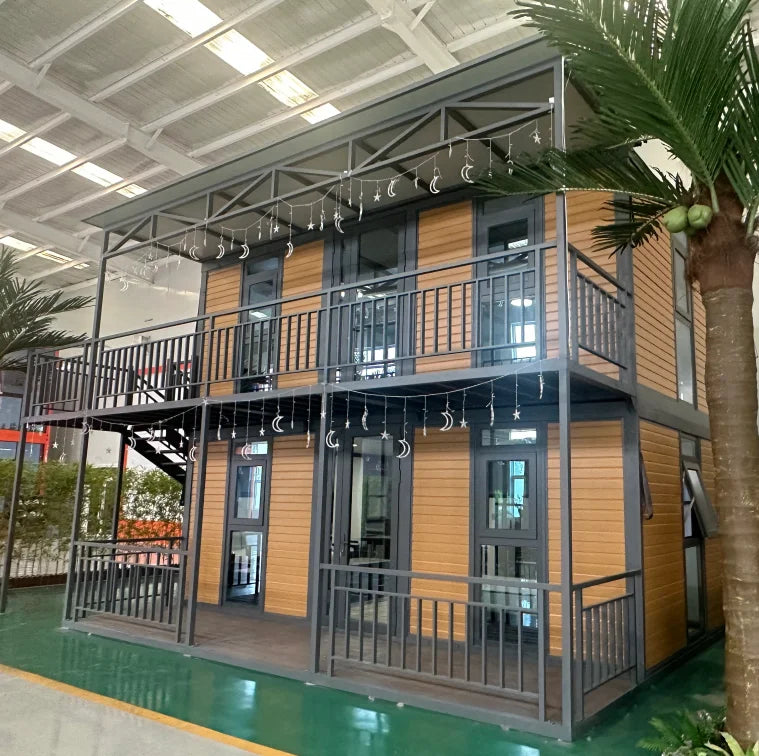 Prefab container house for office or dormitory, portable and flat-packed by BACKUPMYFILESNOW.COM® in modern design.
