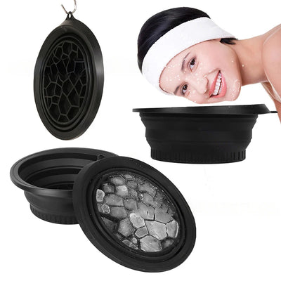 Large purple foldable silicone face bowl for ice baths and skincare routines, portable and ideal for women and girls.