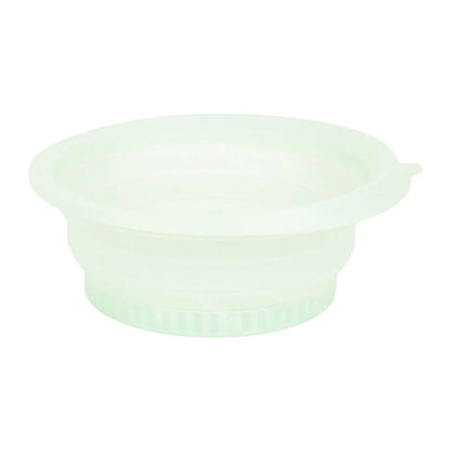 Large purple foldable silicone bowl for face ice baths and skincare routines, portable and flexible for women and girls.