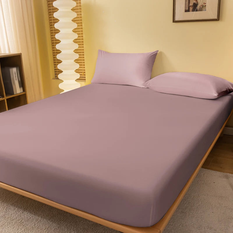 Purple solid color matte bed sheet from BACKUPMYFILESNOW.COM®, 200x220cm, for bedroom bedding, excluding pillowcases.