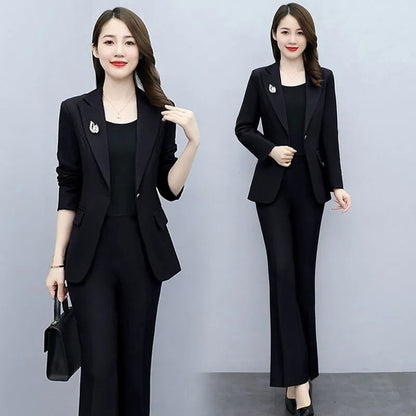 Elegant women's office suit in purple, designed for professional work attire, featuring tailored fit and stylish details.