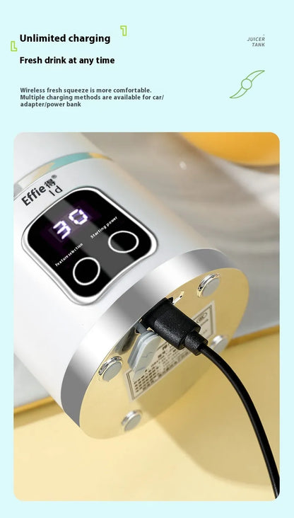 Purple USB rechargeable portable blender with 8 stainless steel blades and 1300mAh battery for smoothies and blending on the go.